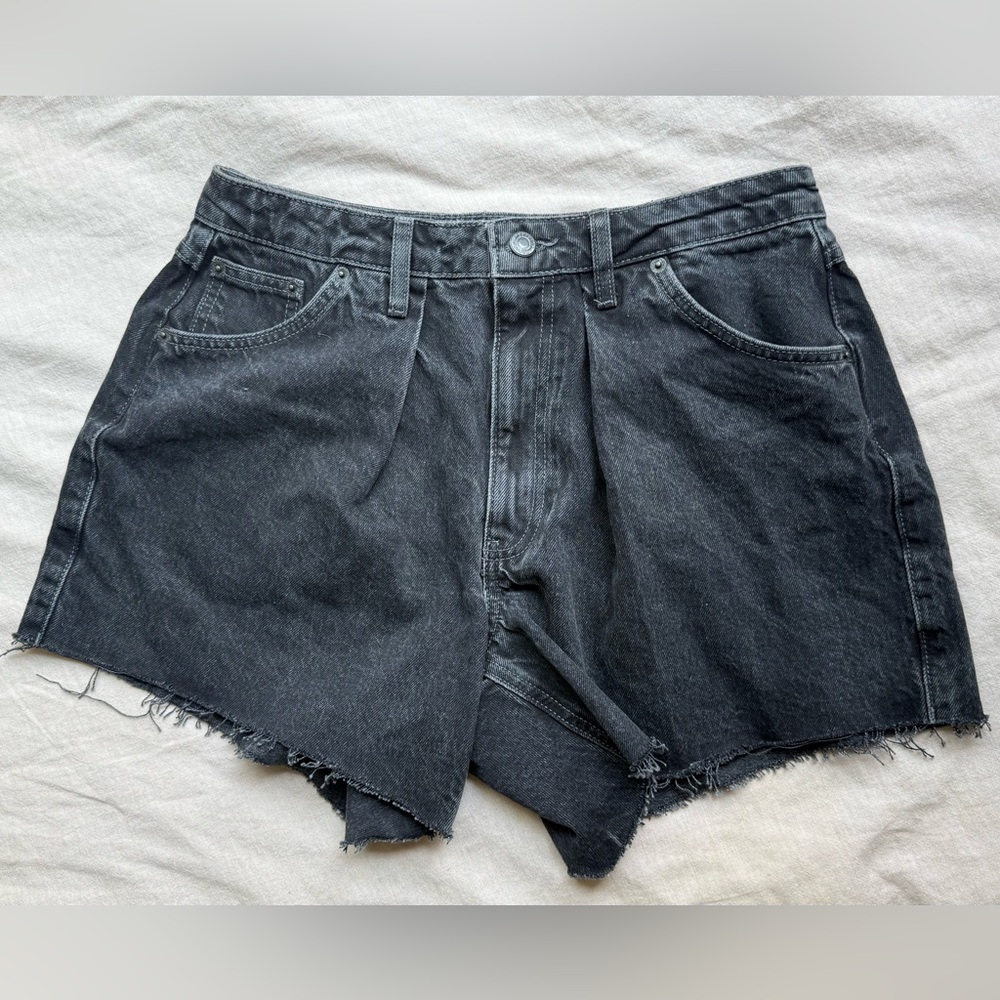 Topshop Black Jean Shorts Distressed High-Waisted